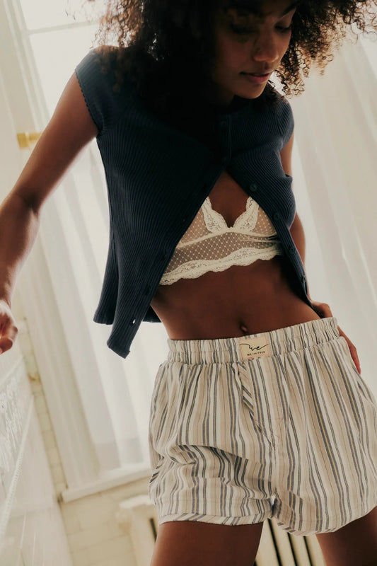 Free People Day To Day Flannel Boxer Shorts
