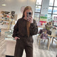 Brunette The Label High V-Neck Oversized Sweater
