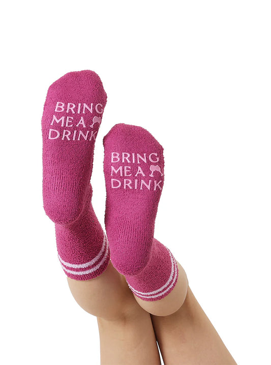 Living Royal Bring Me A Drink Fuzzy Crew Socks