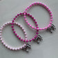 Pink and Silver Beaded Bracelet with Pony Charm