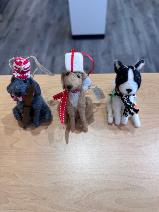 Handmade Wool Felt Dog Ornament