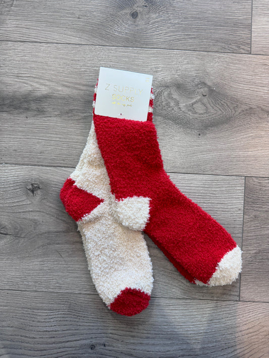 Z Supply Red And Cream Socks 2 Pack