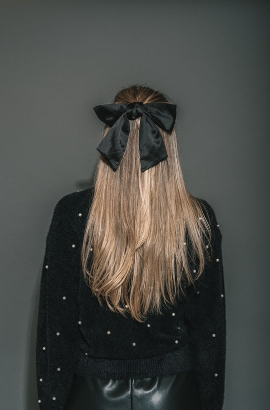 Brunette The Label Black Satin Hair Bow