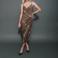 Brunette The Label Leopard Crepe Maxi Dress With Cowl Neck