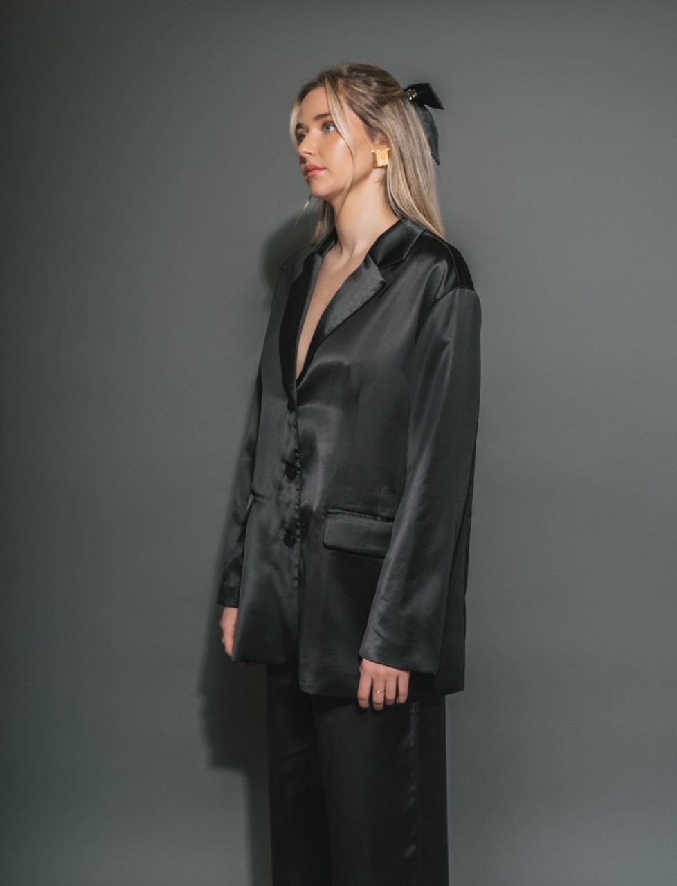 Brunette The Label Oversized Satin Blazer