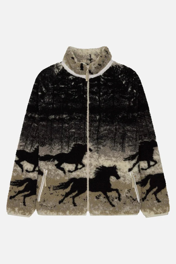 Kuwalla-Tee Printed Terry Fleece Jacket Wild Horses