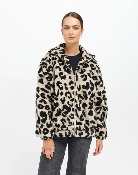 Brunette The Label Tan Leopard Sherpa Jacket