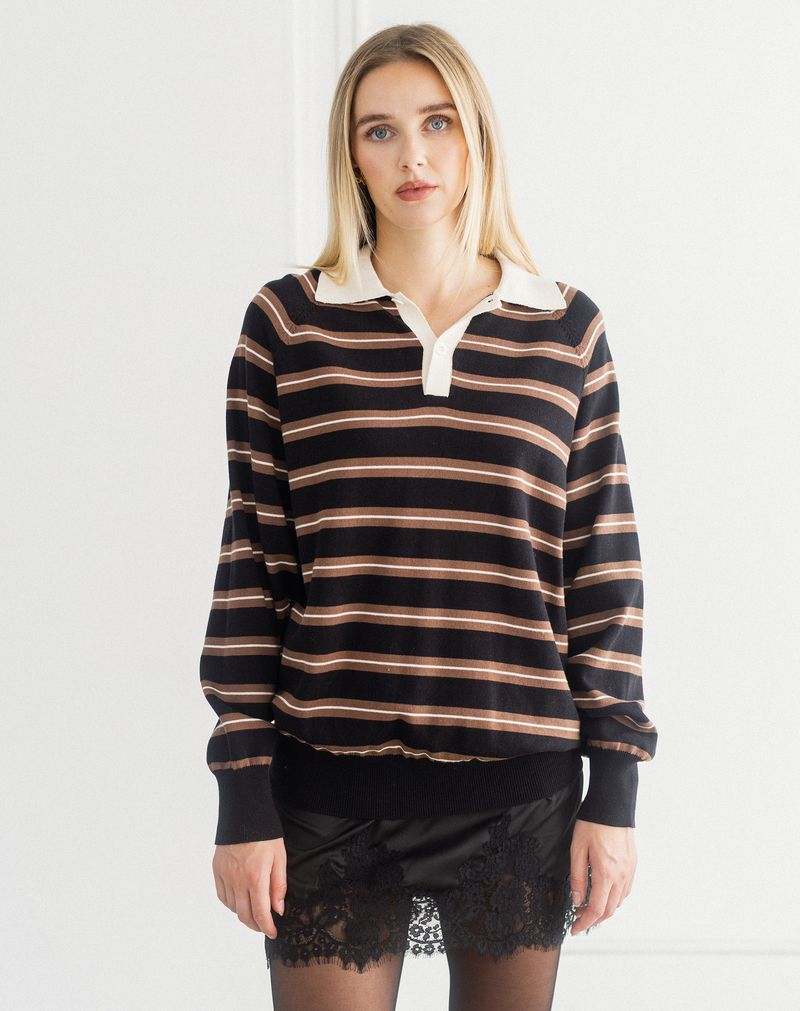 Brunette The Label Oversized Knit Polo Shirt