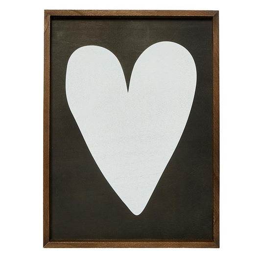 Wood Sign White Heart