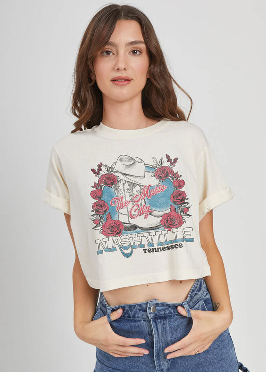 Nashville Boots Off White Tee