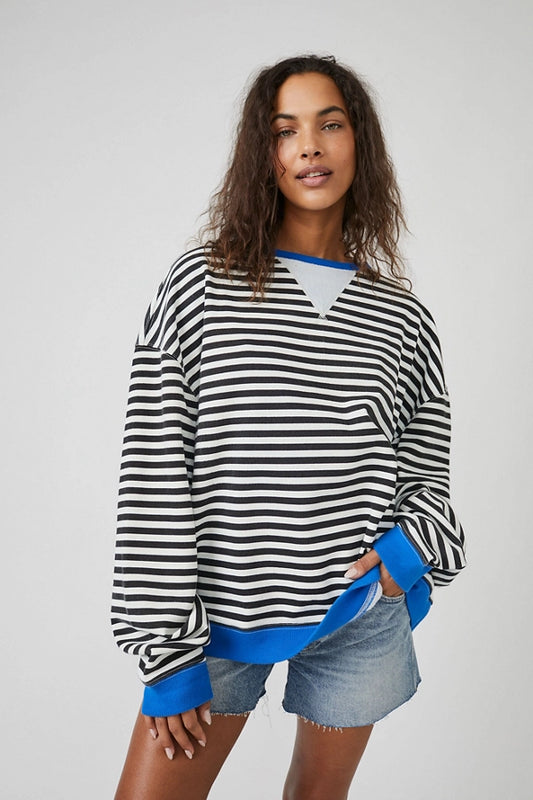 Free People Classic Striped Crew Black Combo