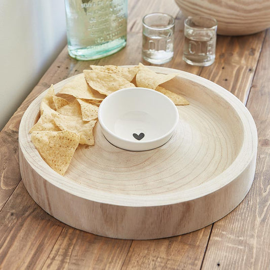 Chip Holder With Heart Dip Bowl