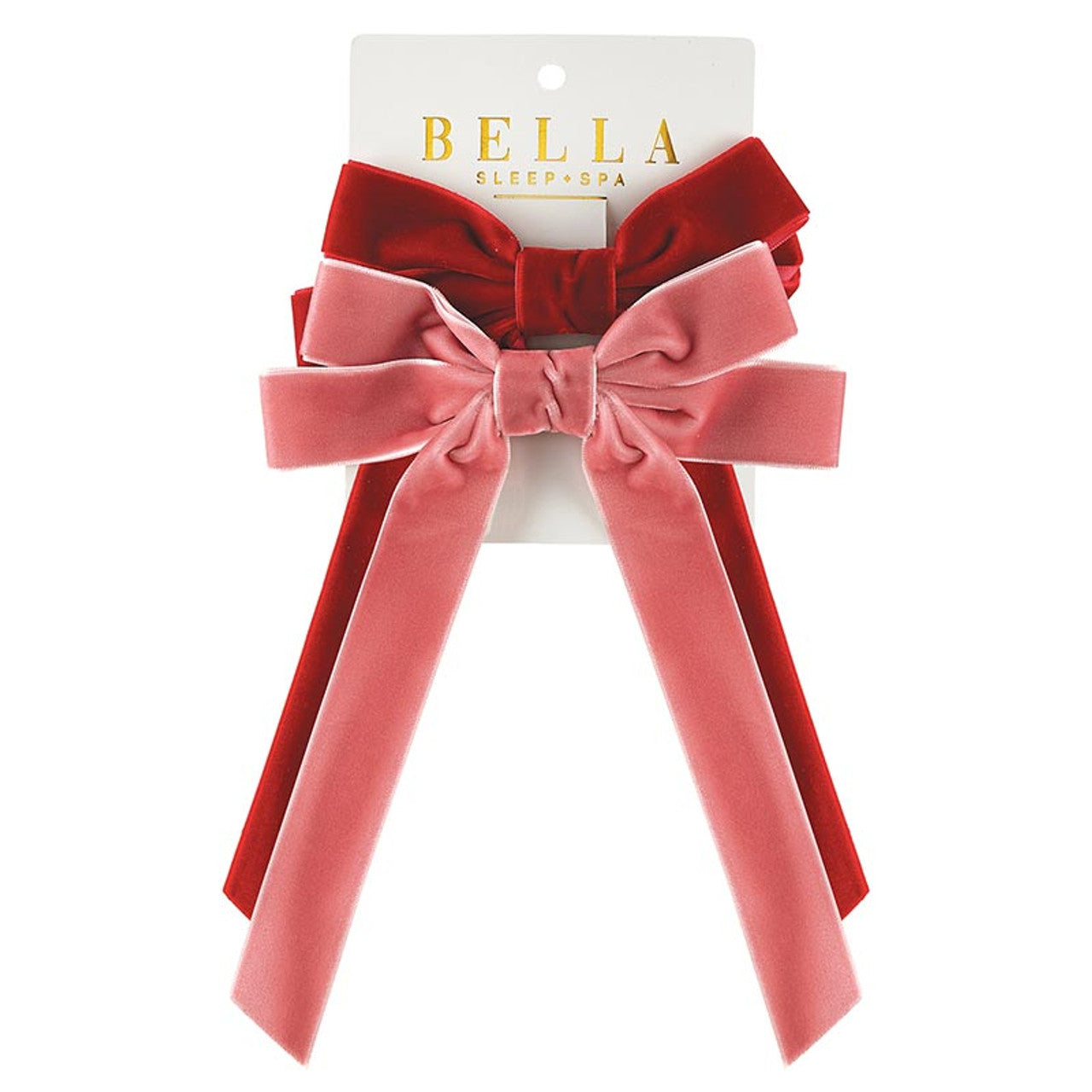 Velvet Hair Bows- Blush & Red Set of 2