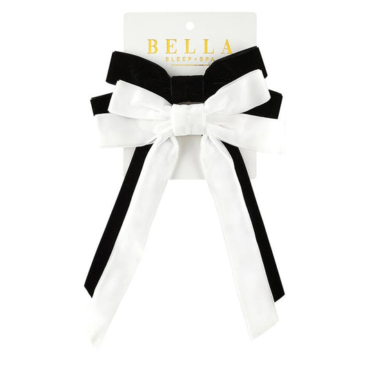 Velvet Hair Bows- Black & White Set of 2