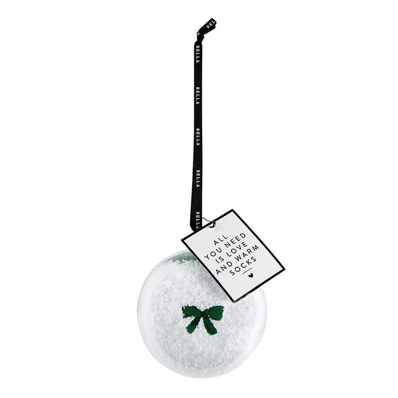 Cozy Socks Ornament- White & Green