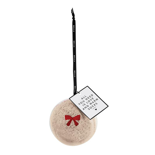 Cozy Socks Ornament- Blush & Red