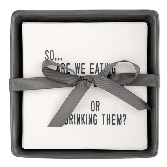 Ceramic Napkin Tray & Napkin Set- Eating/ Drinking