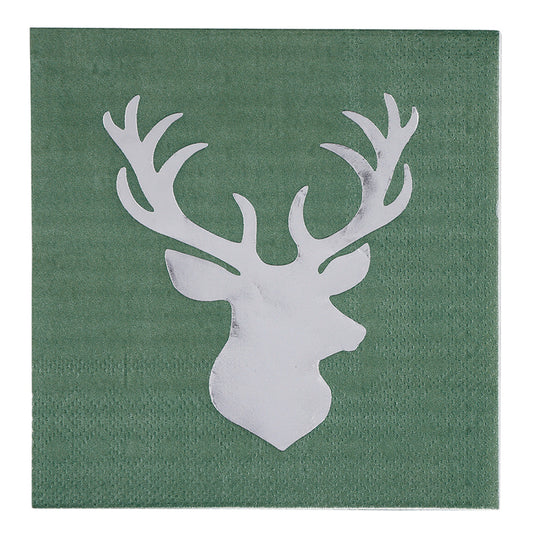 Silver Foil Deer Napkins