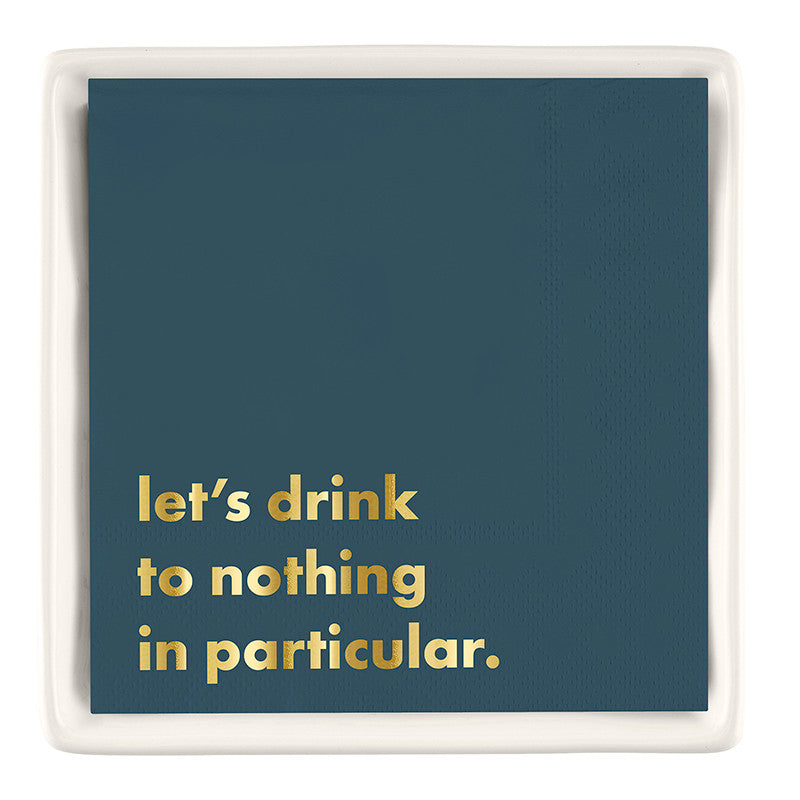 Let's Drink Ceramic Napkin Tray and Napkins