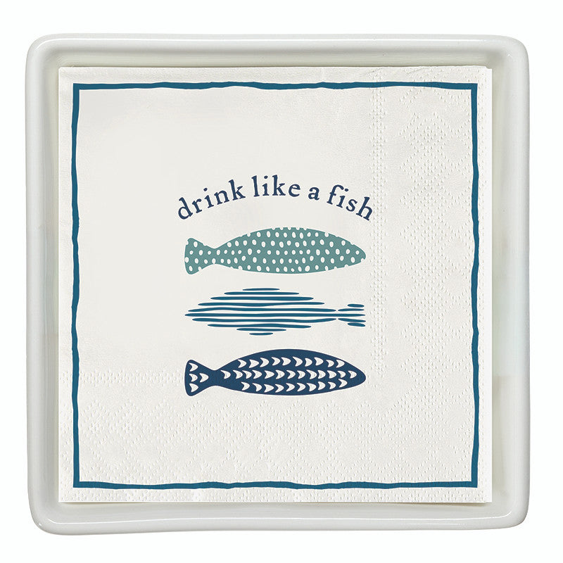 Like a Fish Ceramic Napkin Tray and Napkins