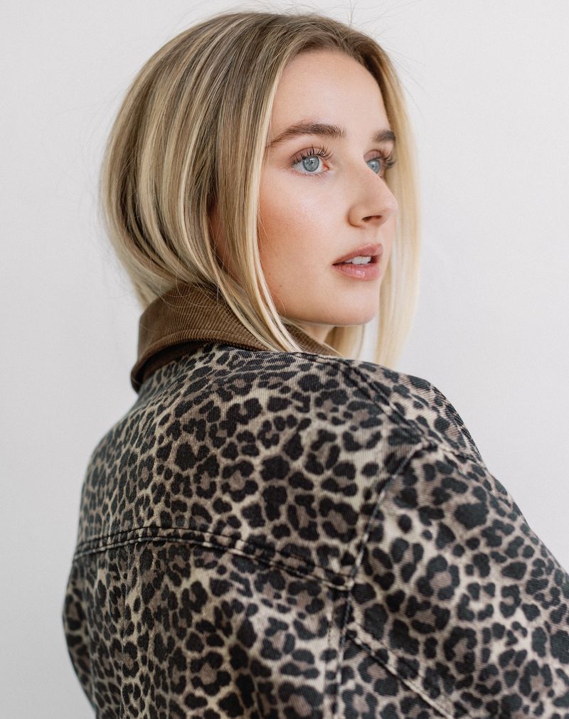 Brunette The Label Leopard Denim Jacket