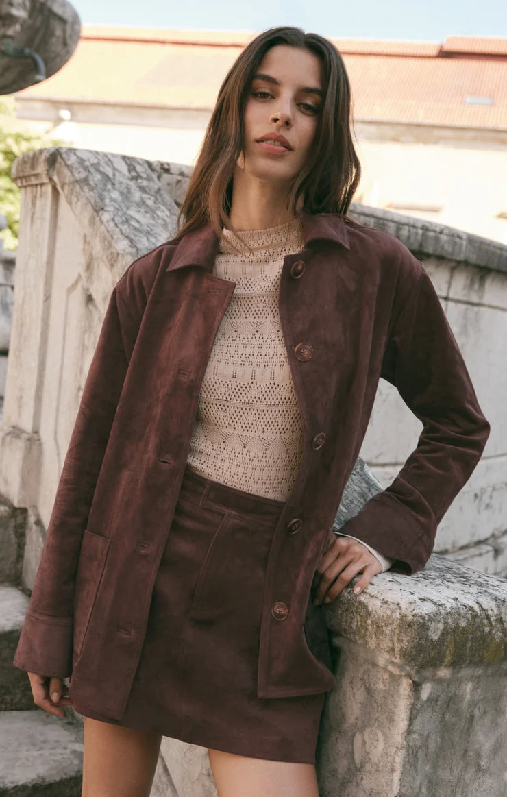 Z Supply Decker Faux Suede Chore Coat