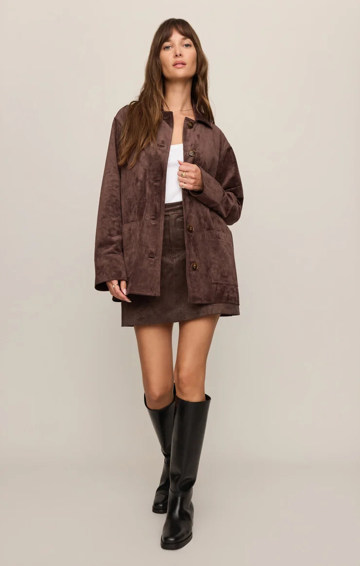Z Supply Decker Faux Suede Chore Coat