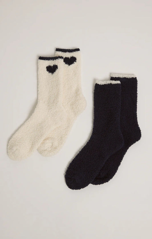 Z Supply Navy Heart Sock 2 Pack