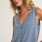 Z Supply Solace V-Neck Jersey Denim Top