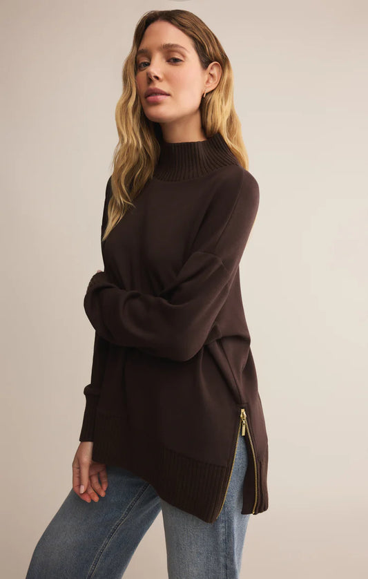 Z Supply Sable Luxe Mock Neck Top