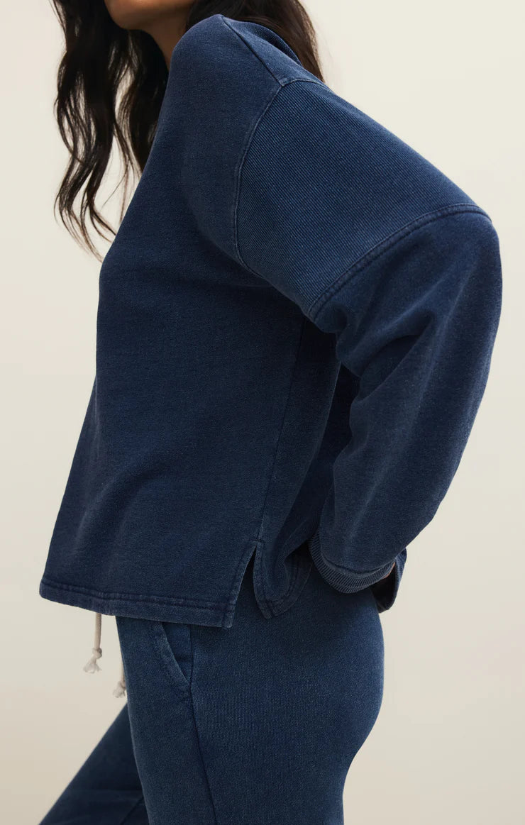 Z Supply Delphine Knit Denim Sweatshirt