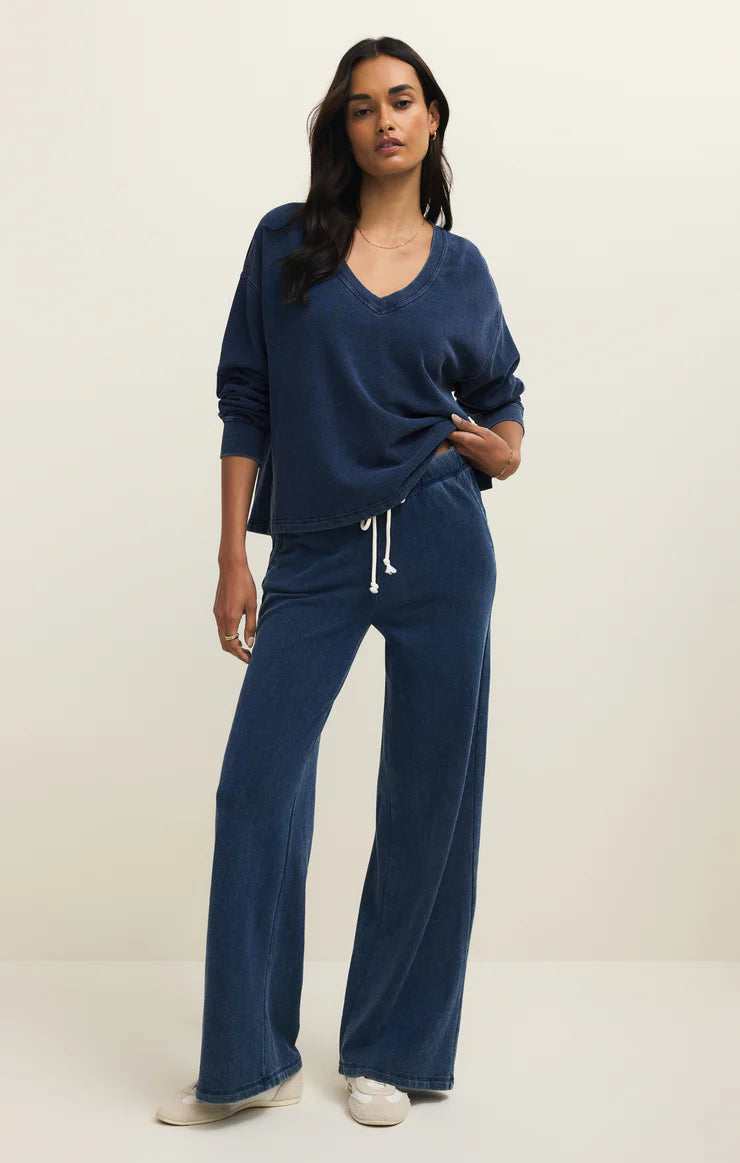 Z Supply Delphine Knit Denim Sweatshirt