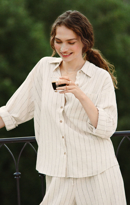 Alfie Striped Button Up Top