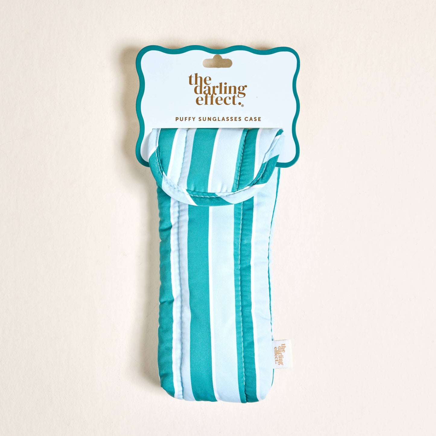 Puffy Sunglasses Case–Sicily Stripes Teal