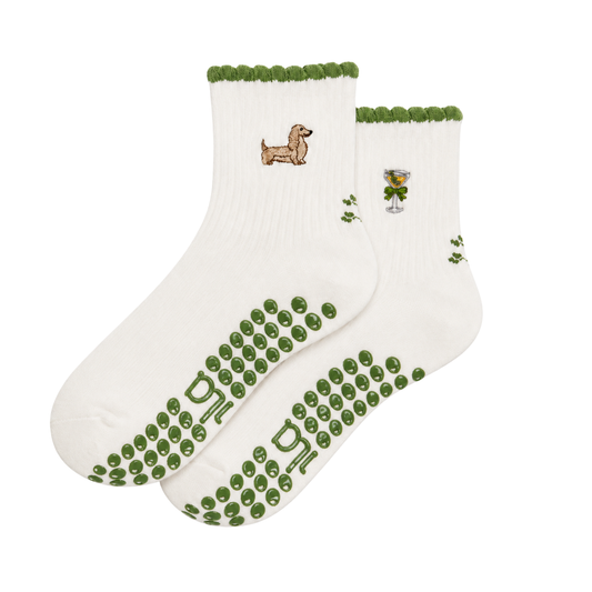 Dachshund & Dirty Martini Double Sided Pilates Grip Sock