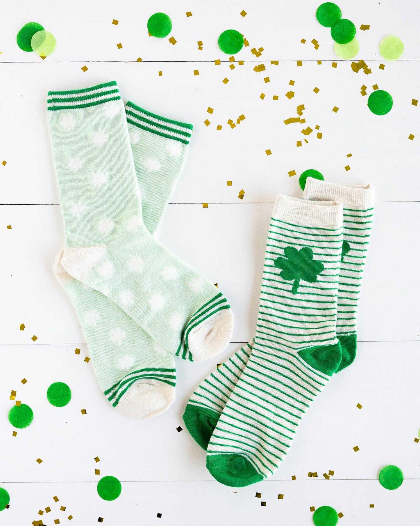 Striped Shamrock Socks: Adult Medium