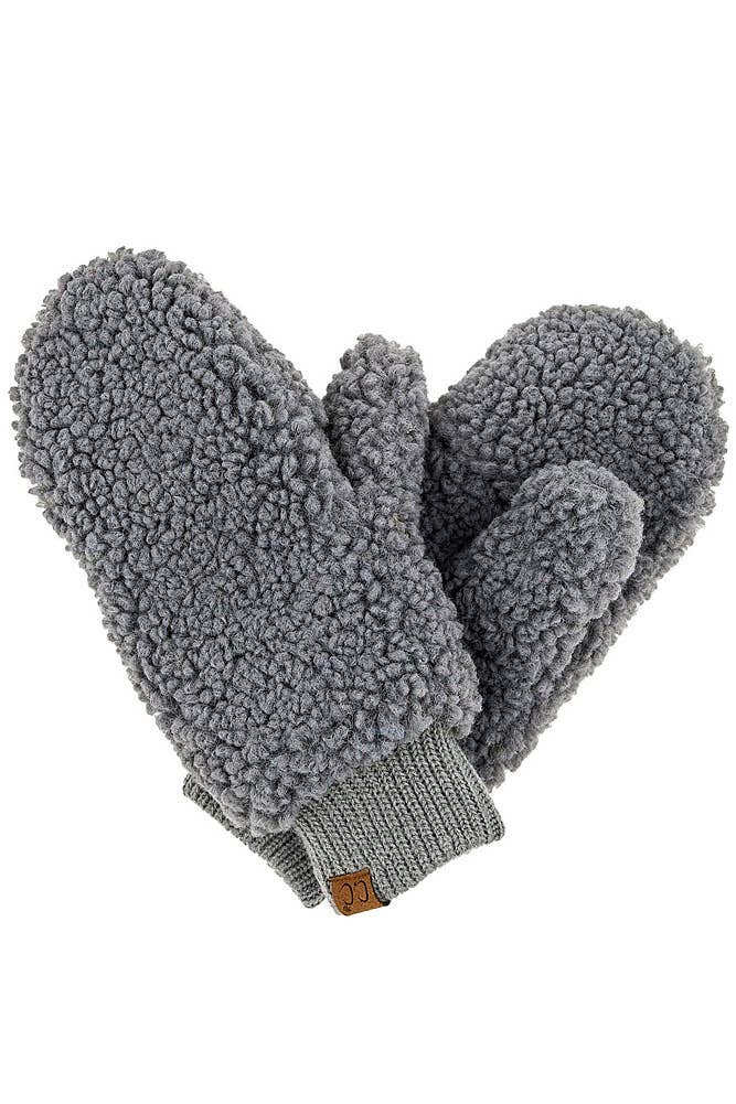 Sherpa Mitten Gloves: Gray