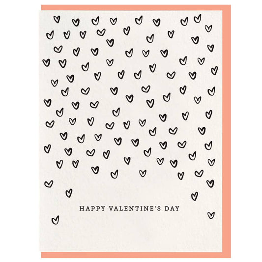 Valentine's Day Hearts - Letterpress Valentine Greeting Card
