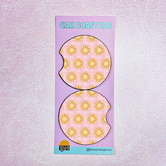 2 Car Coasters, Sun Granny Square Pattern