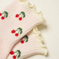 Cherry Ruffle Grip Sock [Baby Pink], Pilates Socks