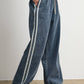 Side Stripe Wide Leg Denim Pants