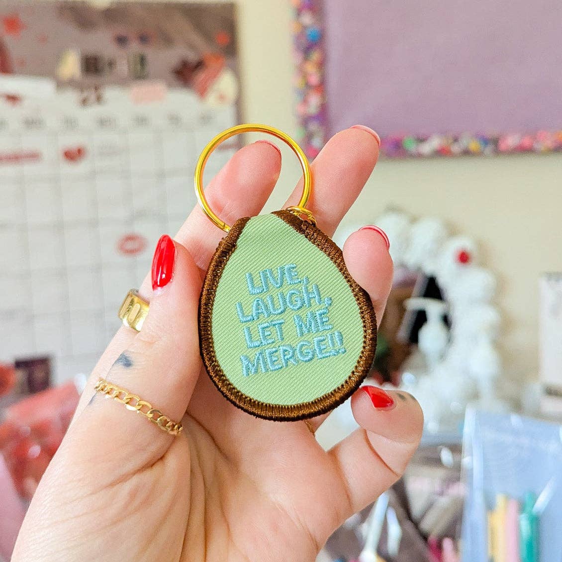 Live, Laugh, Let Me Merge Keychain