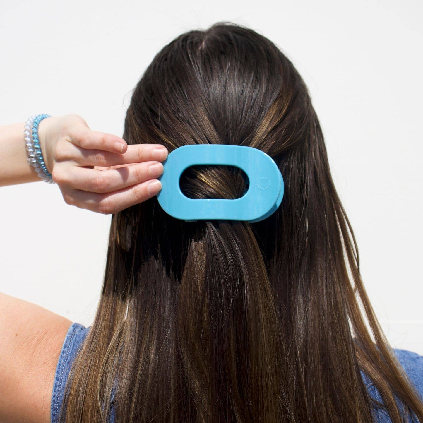 Teleties Flat Round Hair Clip Medium Summer Sky