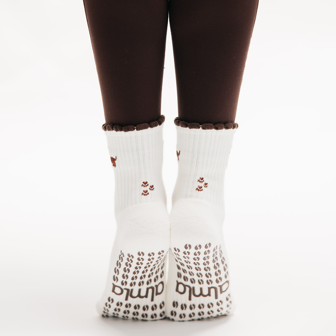 Dachshund & Espresso Martini Double Sided Pilates Grip Sock: One Size