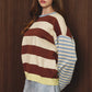 Round Neck Long Sleeve Stripe Sweater Top