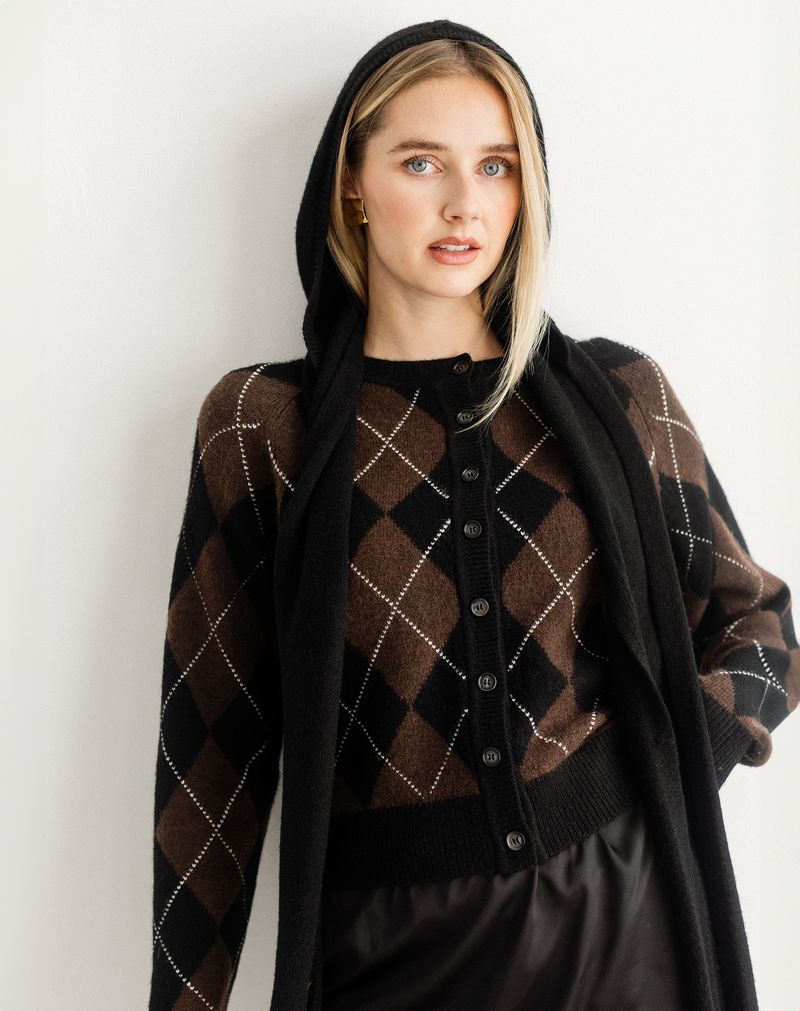 Brunette The Label Little Sister Argyle Cardigan
