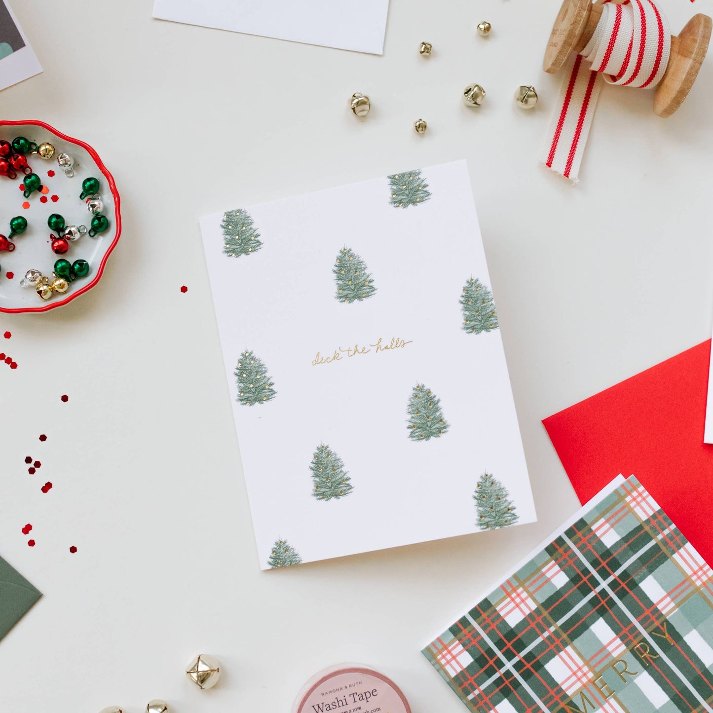 Deck The Halls Trees Holiday Card: Single