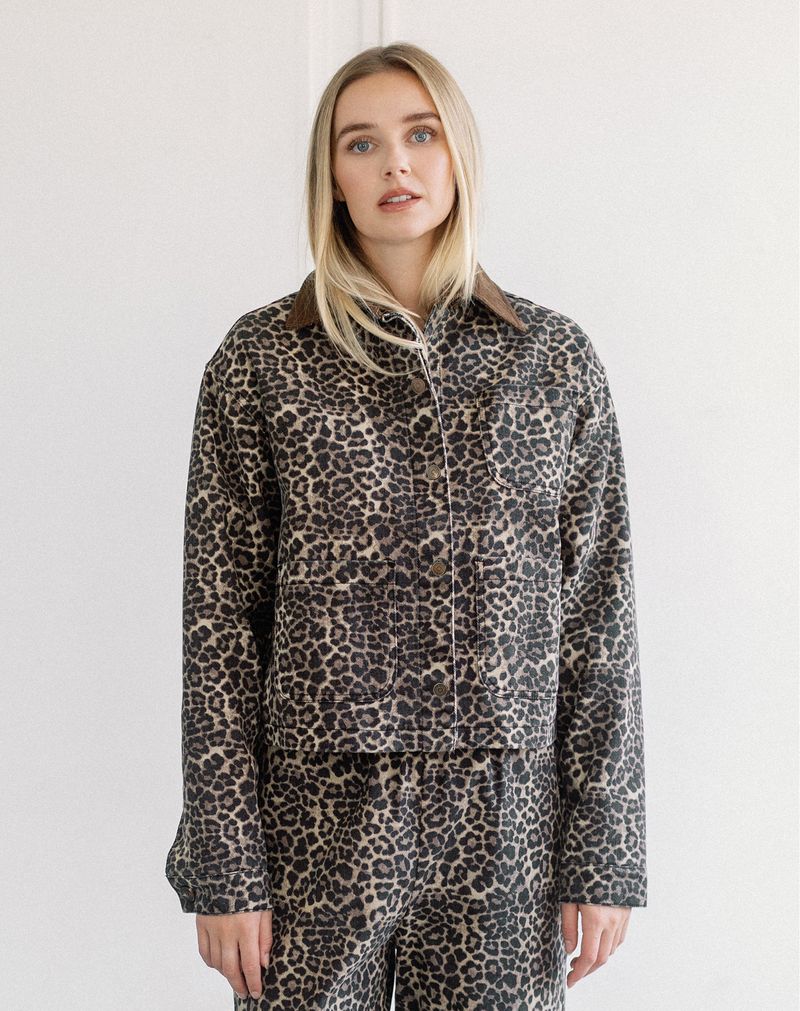 Brunette The Label Leopard Denim Jacket