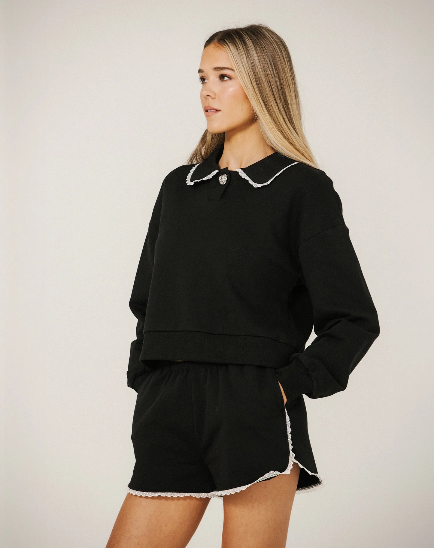 Brunette The Label Lace Collared Sweater