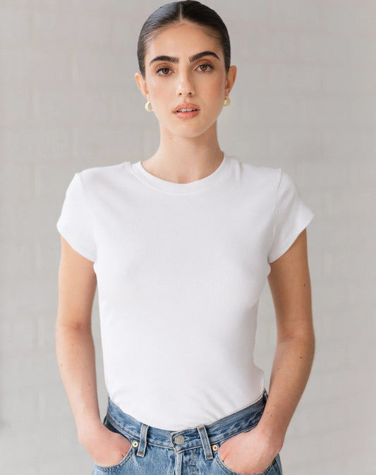 Brunette The Label Ribbed Tee White